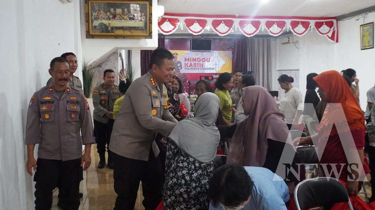 Kapolresta Sidoarjo Kombespol Kusumo Wahyu Bintoro saat Minggu Kasih