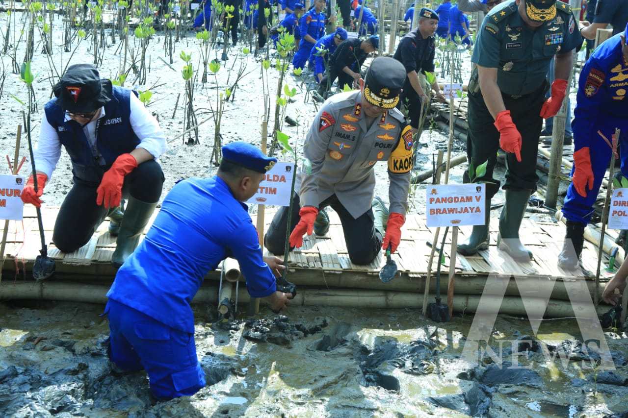 Kapolda Jatim Irjen Pol Drs. Imam Sugianto saat tanam Mangrove