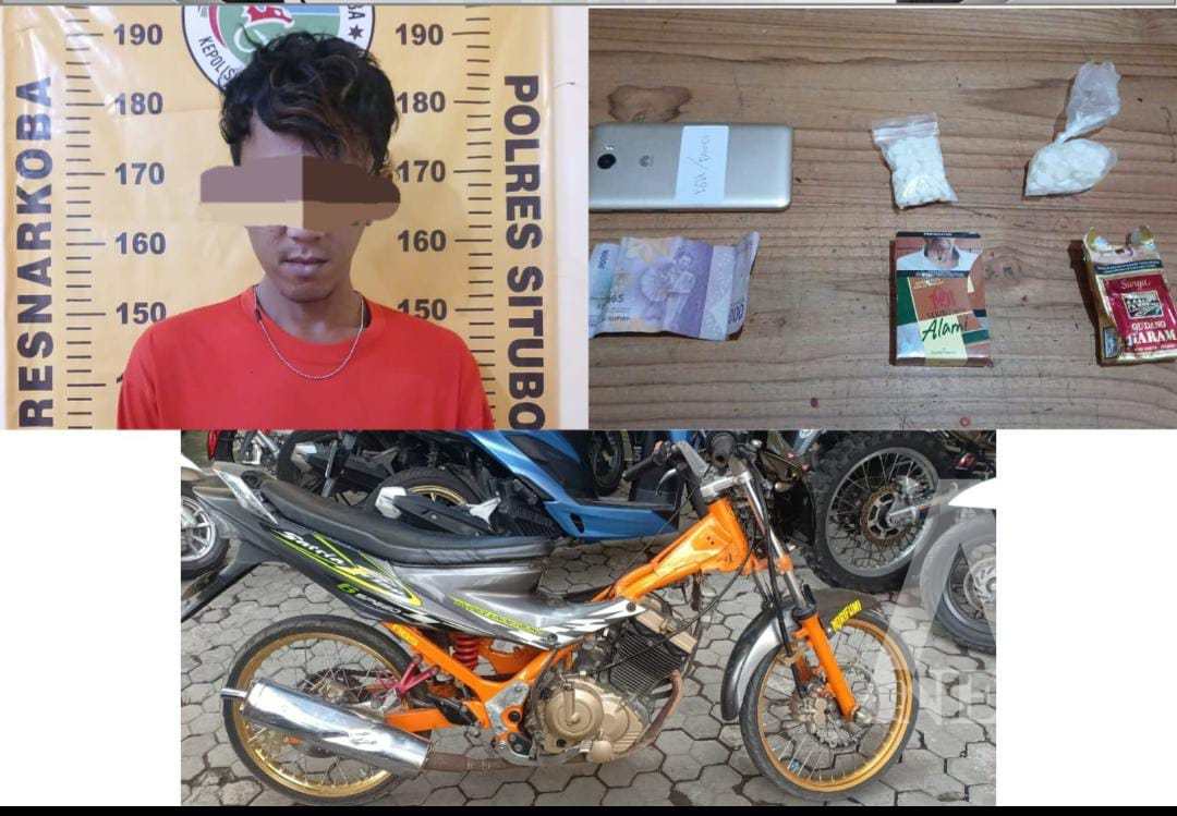 Tersangka diamankan Satresnarkoba Polres Situbondo beserta barang buktinya