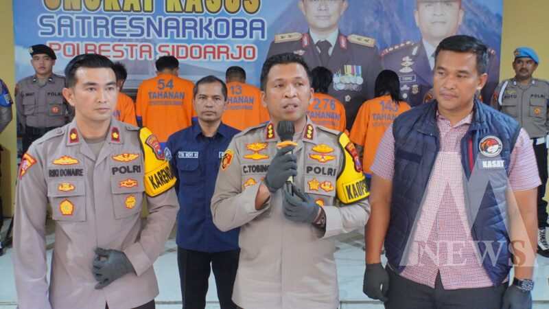 Kapolresta Sidoarjo Kombespol Christian Tobing saat ungkap kasus Narkoba