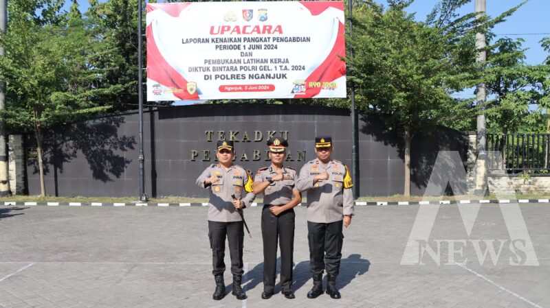 Kapolres Nganjuk AKBP Muhammad saat upacara kenkat pengabdian
