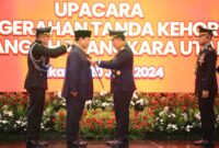 Menhan Prabowo Subianto terima penghargaan tanda kehormatan bintang Bhayangkara Utama Polri