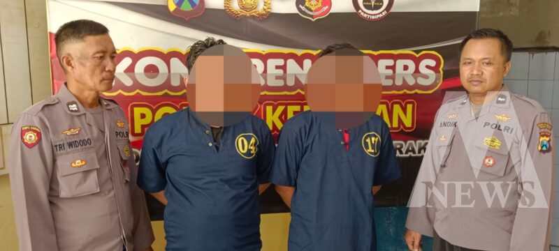 Tersangka diamankan Polisi beserta barang buktinya
