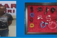 Tersangka diamankan Polisi beserta barang buktinya