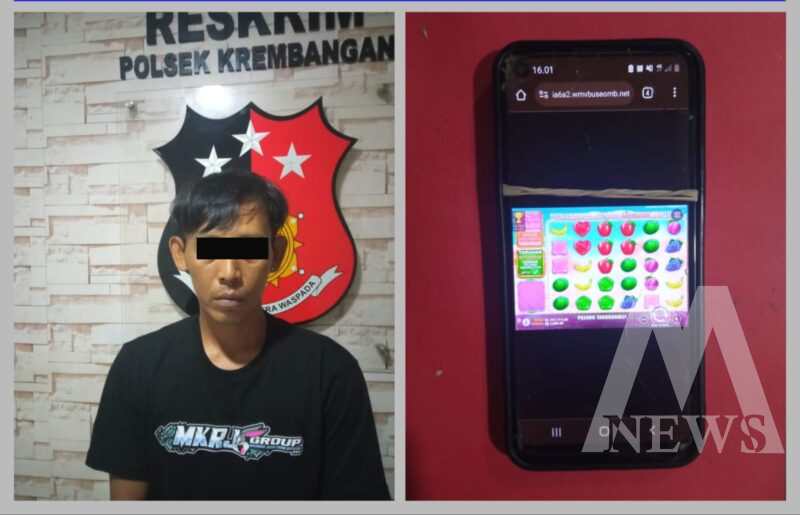Pelaku judi online diamankan Reskrim Polsek Krembangan beserta barang buktinya