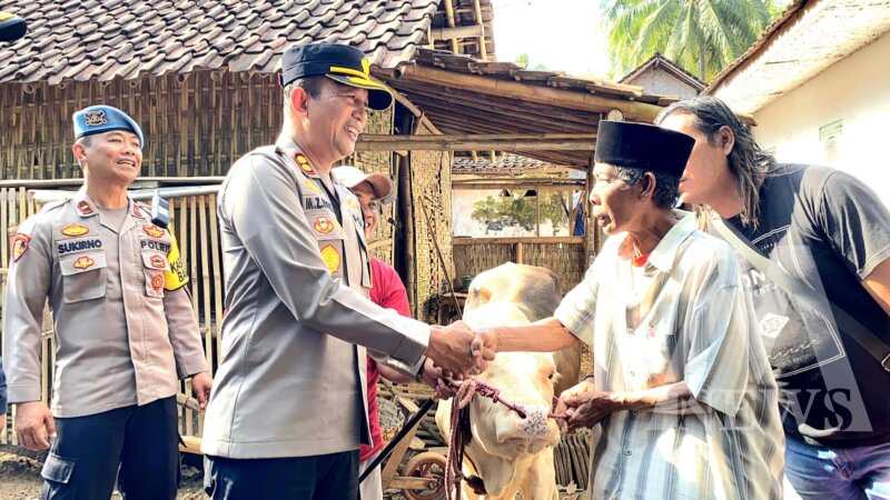 Kapolres Lumajang AKBP Mohammad Zainur Rofik serahkan sapi ke pemiliknya