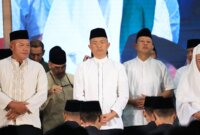 Kapolda Jatim Irjen Pol Drs. Imam Sugianto saat Sholawat dan Doa Bersama Forkopimda Jatim, Toga dan Tomas