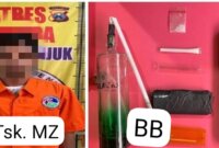 Tersangka diamankan Polisi beserta barang buktinya