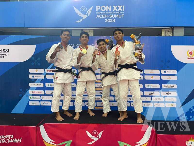 Atlet Judo anggota Polri Bharaka Dewa Kadek Rama Warma Putra raih emas di PON XXI Aceh Sumut