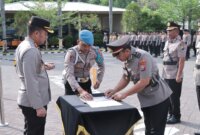 Kapolres Nganjuk AKBP Siswantoro pimpin sertijab Kapolsek dan Kasiwas