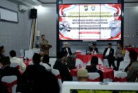 Kapolres Bojonegoro AKBP Mario Prahatinto saat berikan sambutan