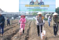 Kapolres Blitar Kota AKBP Danang Setiyo saat tanam jagung