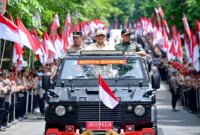 Presiden RI Prabowo Subianto didampingi Kapolri Jenderal Listyo Sigit Prabowo dan Panglima TNI Agus Subiyanto