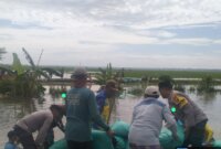 TNI Polri bersama warga perbaiki tanggul