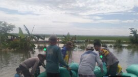 TNI Polri bersama warga perbaiki tanggul