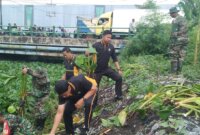 Polresta Sidoarjo dan TNI bersihkan sampah dan enceng gondok di sungai Gebang