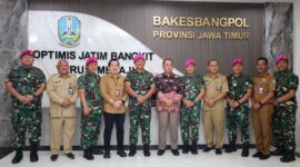 Dankodikmar Kodiklatal Brigjen TNI Marinir Ahmad Fajar kunjungan ke Kabakesbangpol Jatim