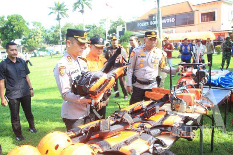 Kapolres Bondowoso AKBP Harto Agung Cahyono cek persiapan hadapi Bencana Hidrometeorologi