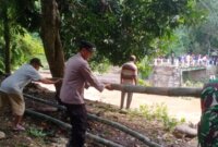 TNI Polri bersama Warga Bersihkan Sisa Material Banjir di Probolinggo