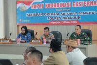 Kapolres Nganjuk AKBP Siswantoro saat gelar rakor lintas sektoral
