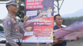 Satlantas Polres Nganjuk pasang rambu dan imbauan di jalur mudik
