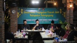 Kapolres Tulungagung AKBP Muhammad Taat Resdi di acara pertemuan rutin pencak silat
