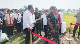 Danrem 084/BJ Brigjen TNI Danny Alkadrie di acara Panen Raya Padi