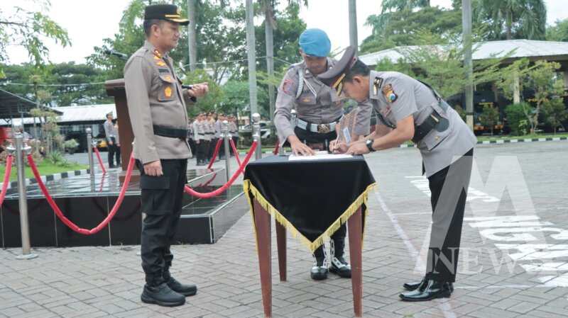 Kapolres Nganjuk AKBP Siswantoro pimpin sertijab Kasat Intelkam, Reskrim dan Kapolsek Ngetos