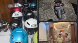 Polisi tangkap pelaku pencuri helm beserta barang buktinya