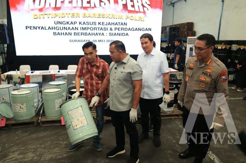 Dittipidter Bareskrim Polri Ungkap Perdagangan Ilegal Sianida di Jatim