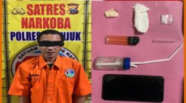 Tersangka diamankan Polisi beserta barang buktinya