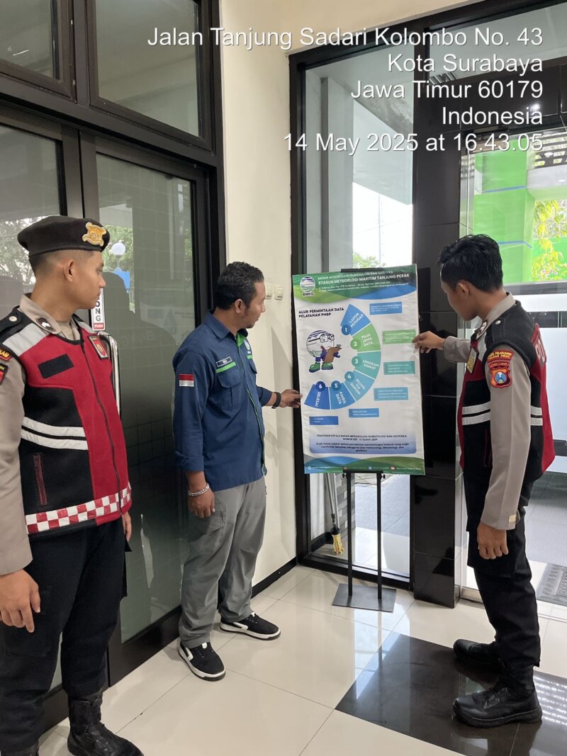 Satsamapta Polres Pelabuhan Tanjung Perak koordinasi dengan BMKG