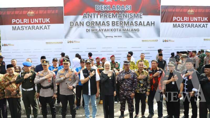 Kapolresta Malang Kota Kombespol Nanang Haryono bersama Forkopimda gelar Deklarasi Anti-premanisme dan Ormas Bermasalah