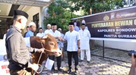 Kapolres Bondowoso AKBP Harto Agung Cahyono serahkan hewan qurban ke panitia