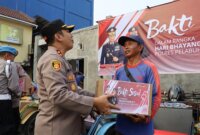 Kapolres Pelabuhan Tanjung Perak AKBP Wahyu Hidayat saat berikan bantuan