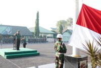 Upacara Bendera rutin di pimpin Kasrem 084/BJ Kolonel Inf Harry Subarka