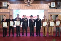 Kapolres Nganjuk AKBP Henri Noveri Santoso saat tasyakuran di Hari Bhayangkara ke-79