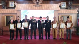 Kapolres Nganjuk AKBP Henri Noveri Santoso saat tasyakuran di Hari Bhayangkara ke-79
