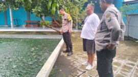 Bhabinkamtibmas Polsek Sukomoro pantau budidaya ikan nila milik warga Pehserut
