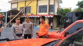 Kapolres Bojonegoro AKBP Afrian Satya Permadi saat Apel Siaga Bencana