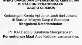KAI Daop 8 Surabaya mohon maaf akibat keterlambatan kedatangan KA
