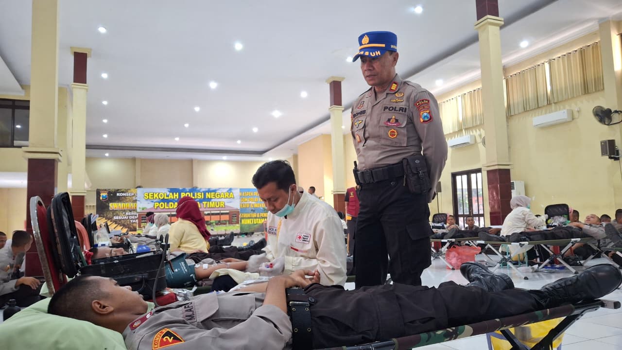 SPN Polda Jatim Kumpulkan 170 Kantong Darah