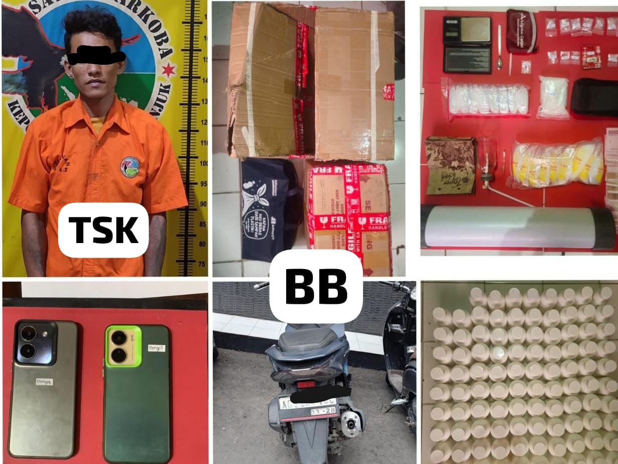 Tersangka diamankan Polisi beserta barang buktinya