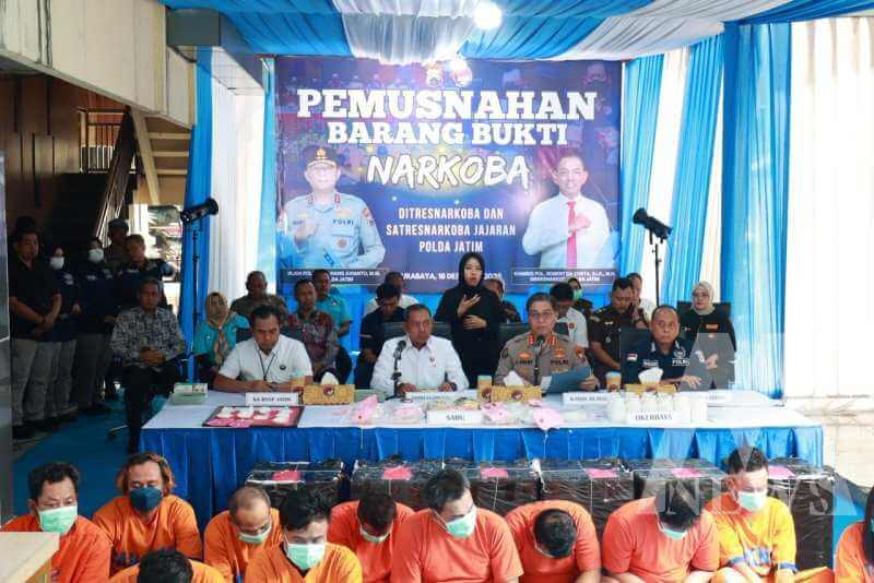 Ditresnarkoba Polda Jatim gelar pemusnahan barang bukti