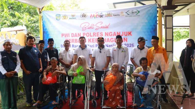 Kapolres Nganjuk AKBP Suria Miftah Irawan bersama PWI gelar baksos peringati HPN