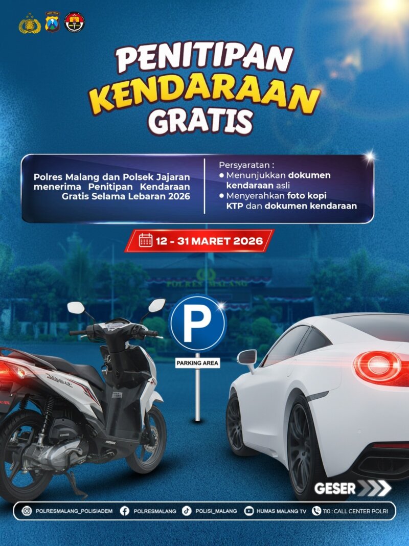 Polres Malang buka layanan titip kendaraan gratis saat lebaran