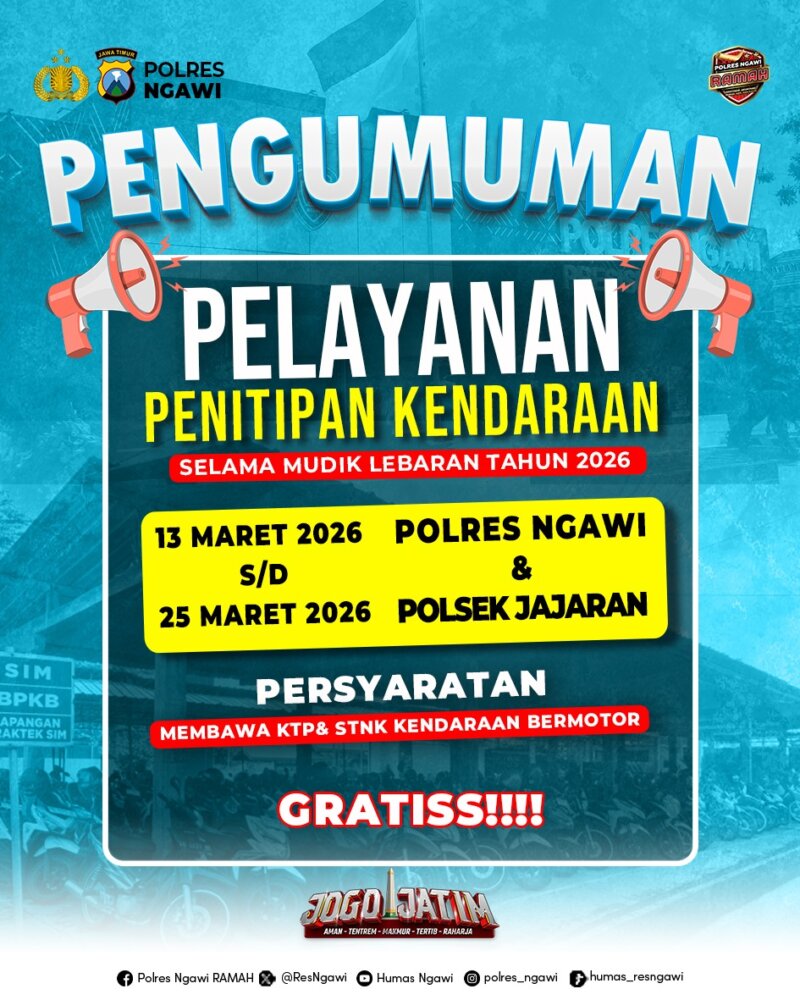 Polres Ngawi layanai penitipan kendaraan gratis