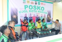 Kapolres Madiun Kota AKBP Wiwin Junianto Supriyadi saat peresmian Posko Ojol Kamtibmas