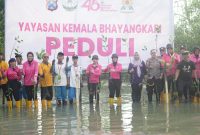 YKB Polres Pelabuhan Tanjung Perak Surabaya tanam Mangrove dan Baksos di Kalianak