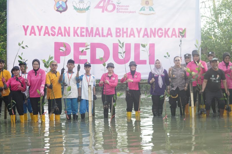YKB Polres Pelabuhan Tanjung Perak Surabaya tanam Mangrove dan Baksos di Kalianak